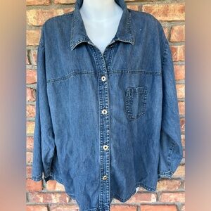 Coldwater Creek denim button down top slit at hem no size tags